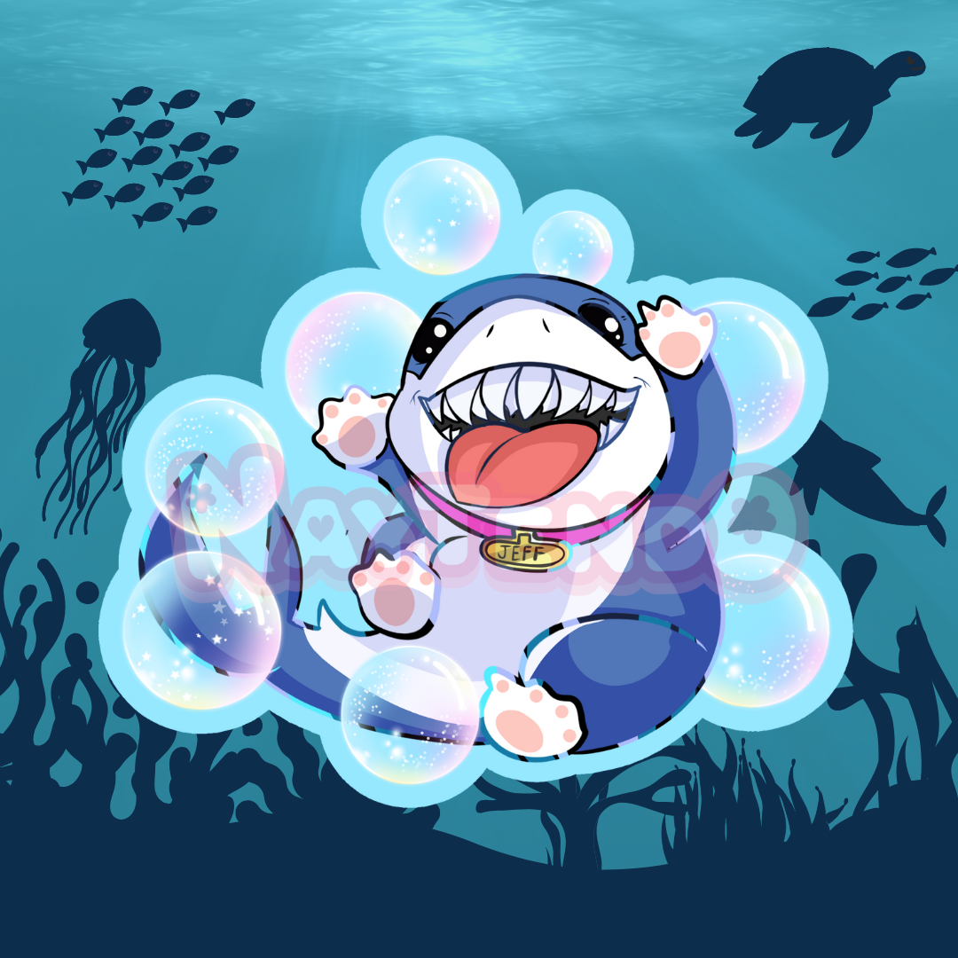 Jeff The Land Shark Bubbles Vinyl Sticker | Marvel Rivals – Naytendo